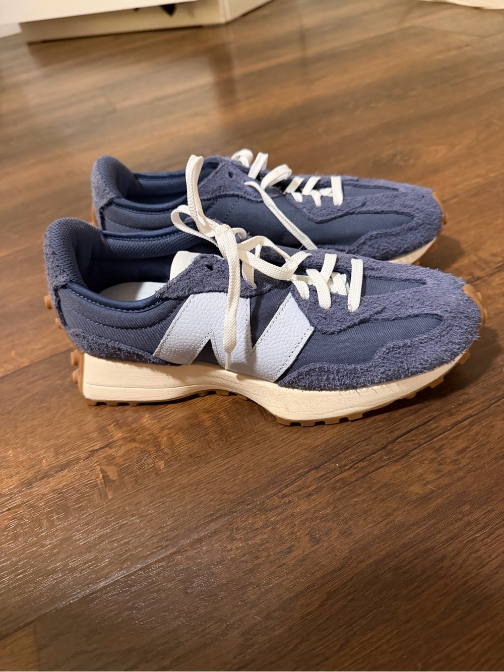 New Balance Men's Blue Suede & Mesh Sneakers with White 'N'
